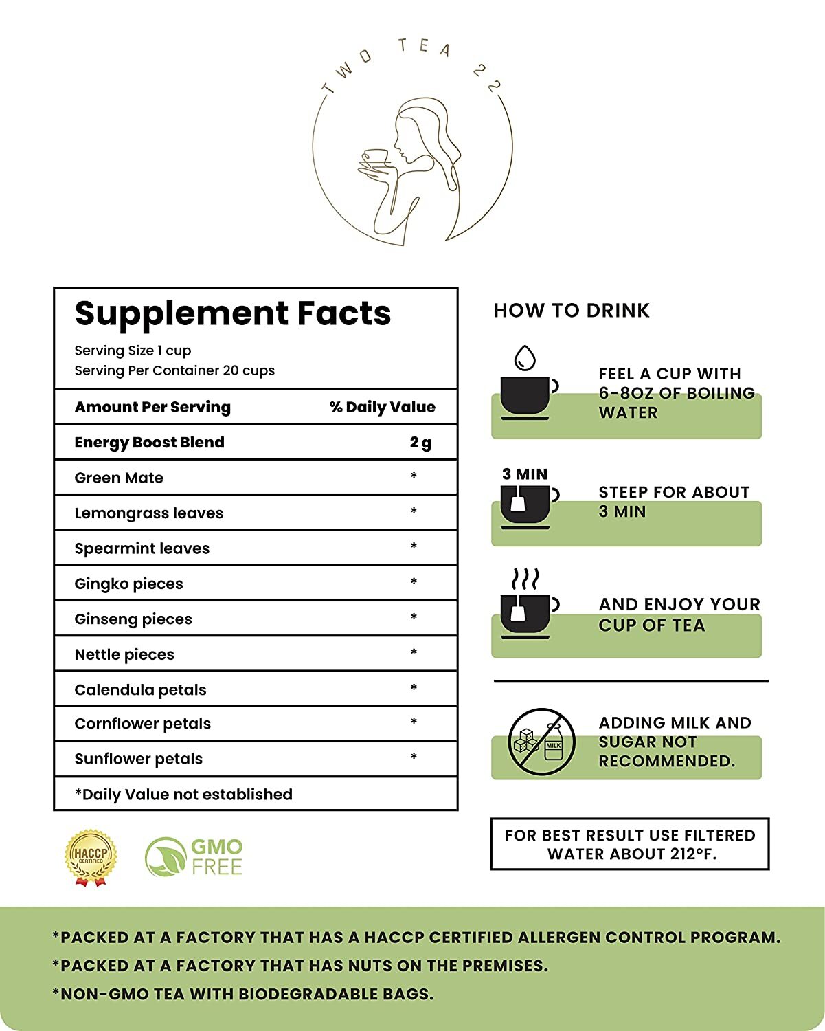 Herbal Energy Boost Yerba Mate Tea with Refreshing Lemon and Spearmint